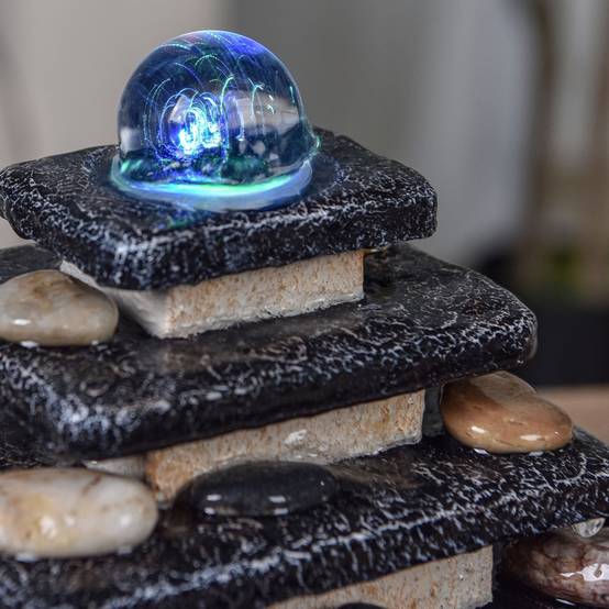 Zen Light - Fontaine d'Intérieur Eka - Fontaine Cascade Escalier Temple - Décoration Zen Relaxante - Éclairage Led - H 18cm – Zen'Light - Image 6