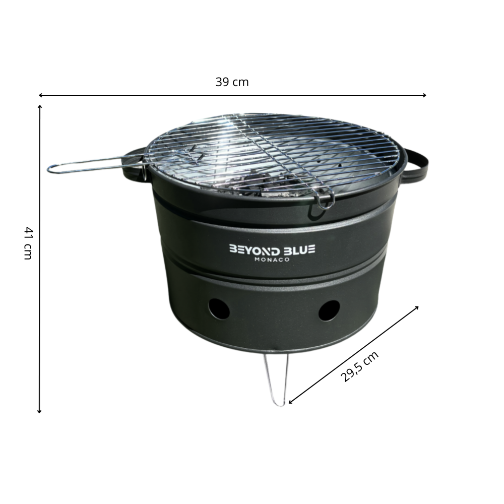 Mini Barbecue au Charbon de bois portable - Noir - Design pot de fleur Beyond Blue - Image 8