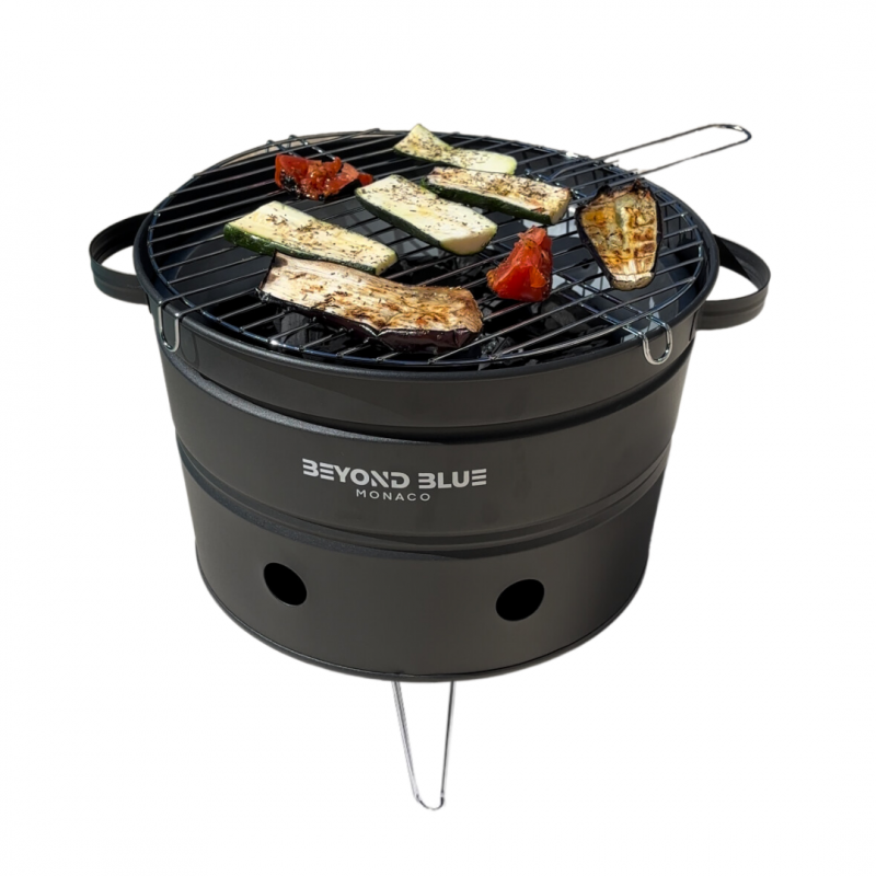 Mini Barbecue au Charbon de bois portable - Noir - Design pot de fleur Beyond Blue - Image 2