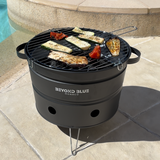 Mini Barbecue au Charbon de bois portable - Noir - Design pot de fleur Beyond Blue - Image 1