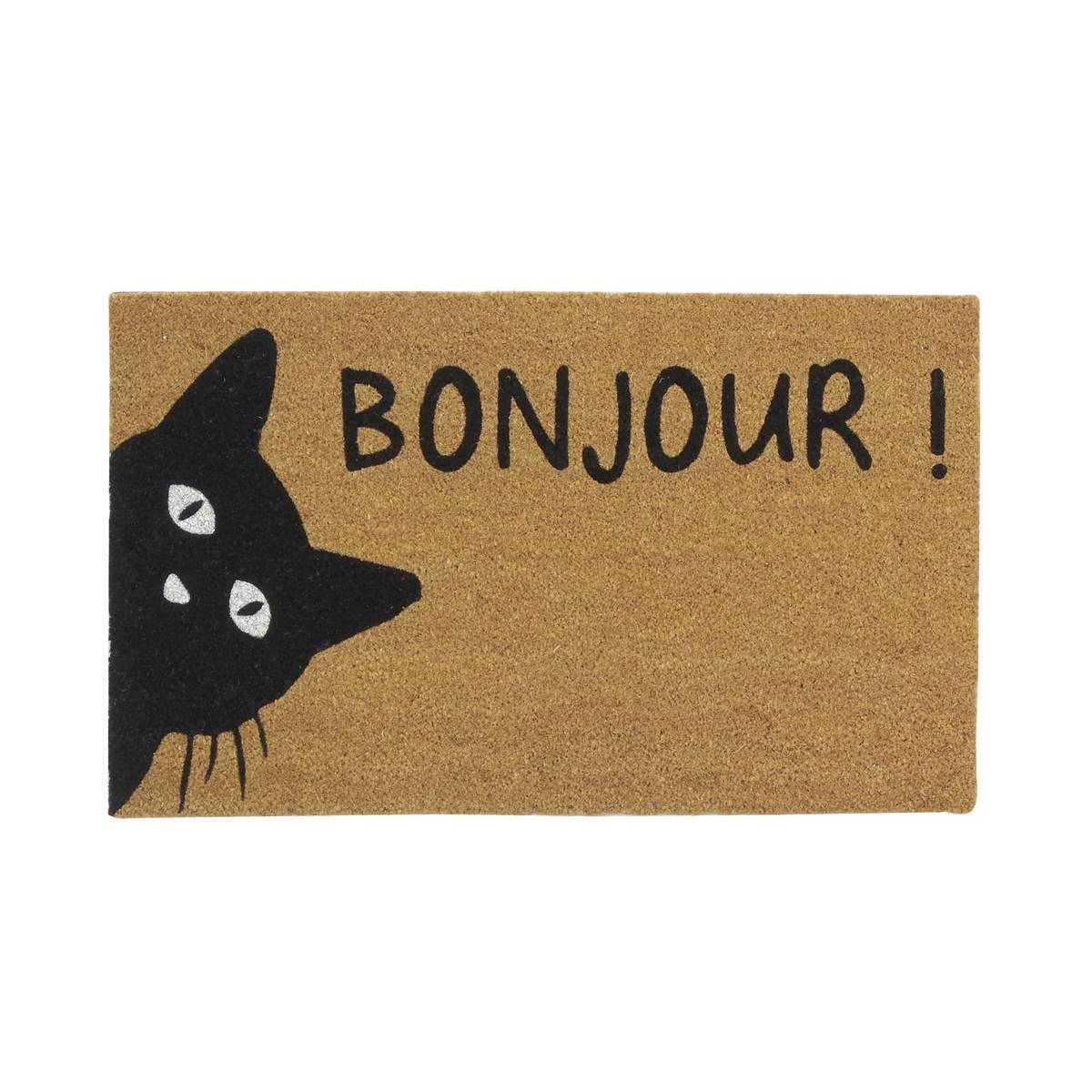 Aubry Gaspard - Paillasson coco intérieur extérieur 75 x 45 cm Chat bonjour - Imagen 1