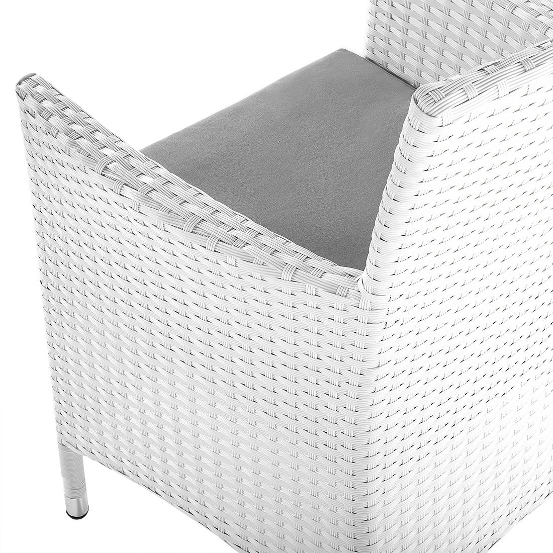 Beliani - Lot 2 Chaises Grises en Rotin Fauteuils de Jardin avec Coussins Blancs Confort d\'Assise et Style Moderne pour Extérieur Contemporain - Imagen 7
