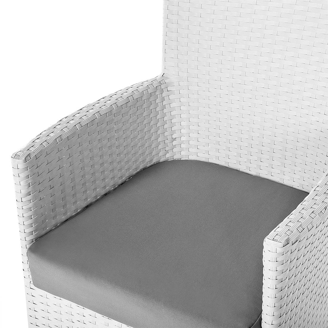 Beliani - Lot 2 Chaises Grises en Rotin Fauteuils de Jardin avec Coussins Blancs Confort d\'Assise et Style Moderne pour Extérieur Contemporain - Imagen 8