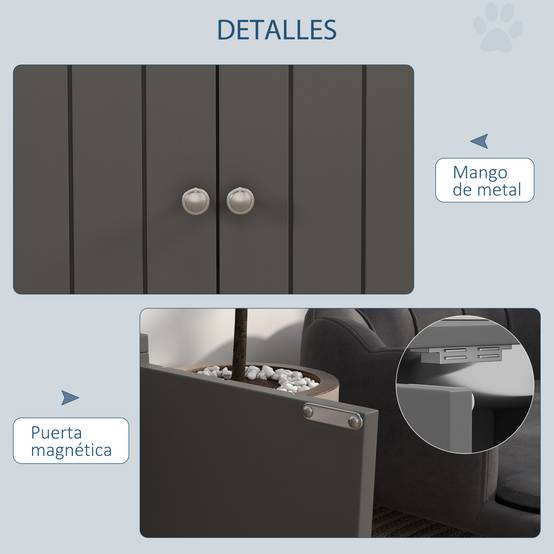 Gamelle surélevée pour grands chiens avec 2 gamelles de 2000 ml et rangement dissimulé, 60 x 30 x 35,5 cm, grise - Image 8