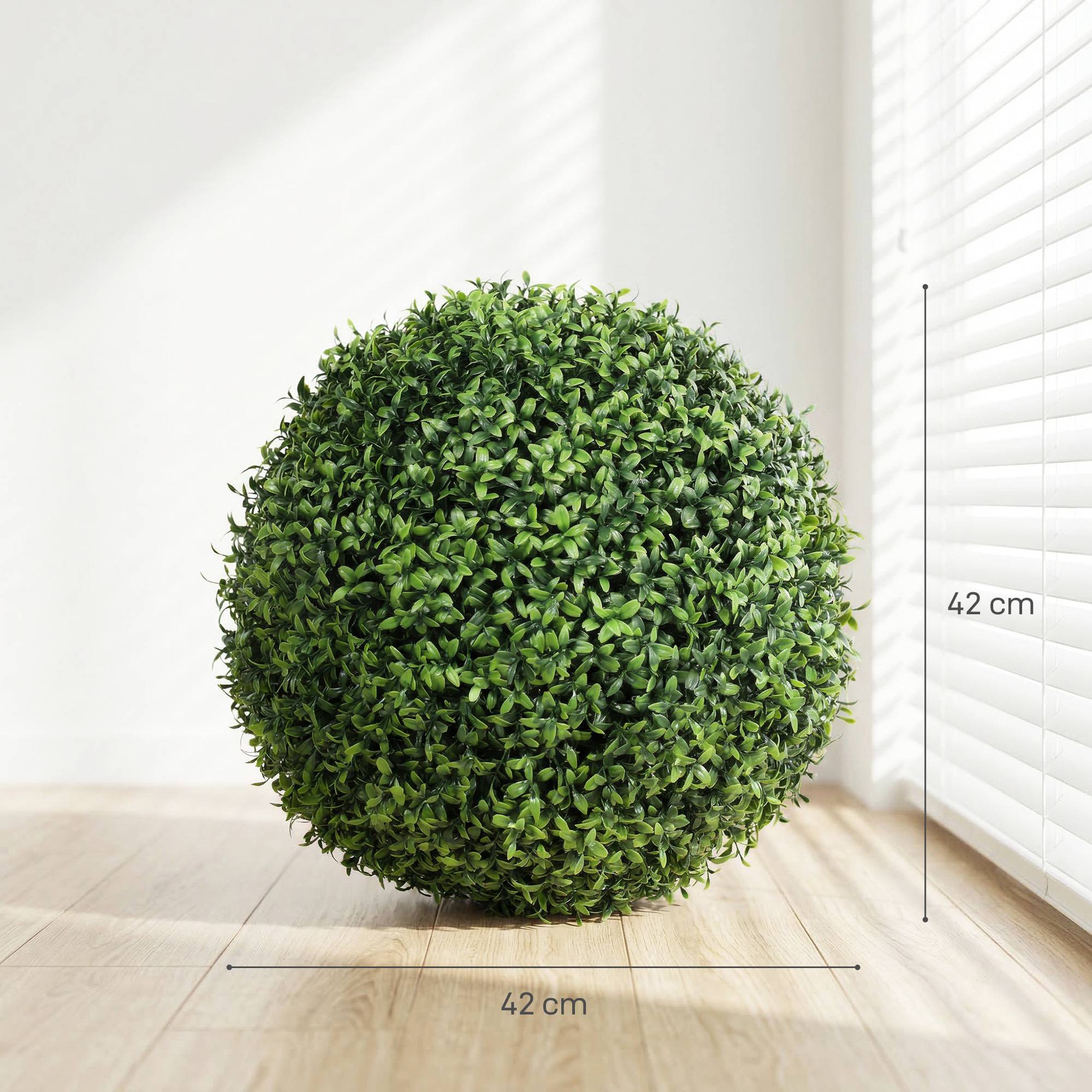 Lot de 2 boules de buis artificielles en pot, résistantes aux UV, 42 cm, pour décoration intérieure/extérieure - Image 5
