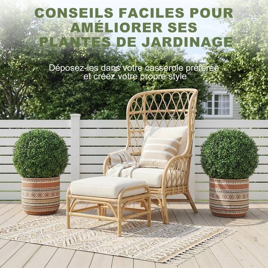 Lot de 2 boules de buis artificielles en pot, résistantes aux UV, 42 cm, pour décoration intérieure/extérieure - Image 10