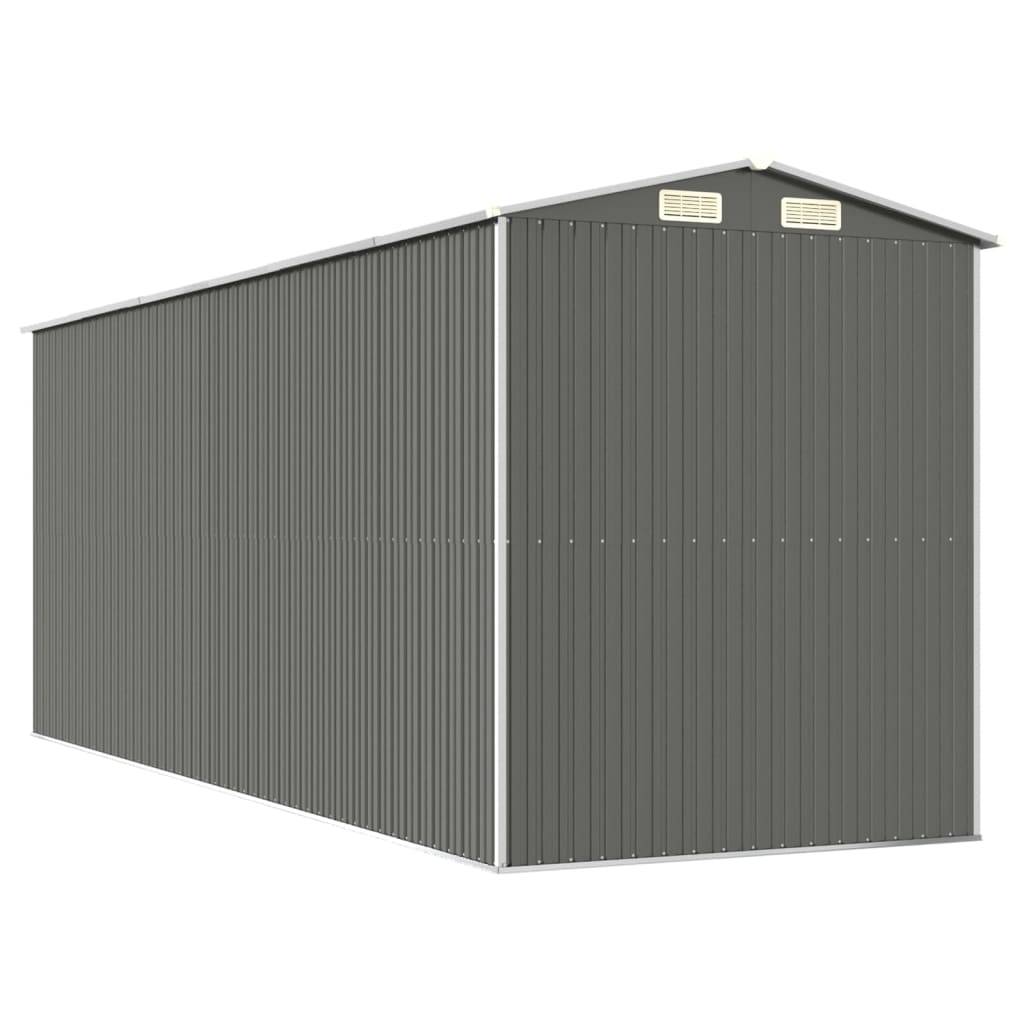 Helloshop26 - Abri de jardin cabane cabanon maison de stockage remise extérieur hangar outils robuste clair 192 x 523 x 223 cm acier galvanisé gris - Imagen 5