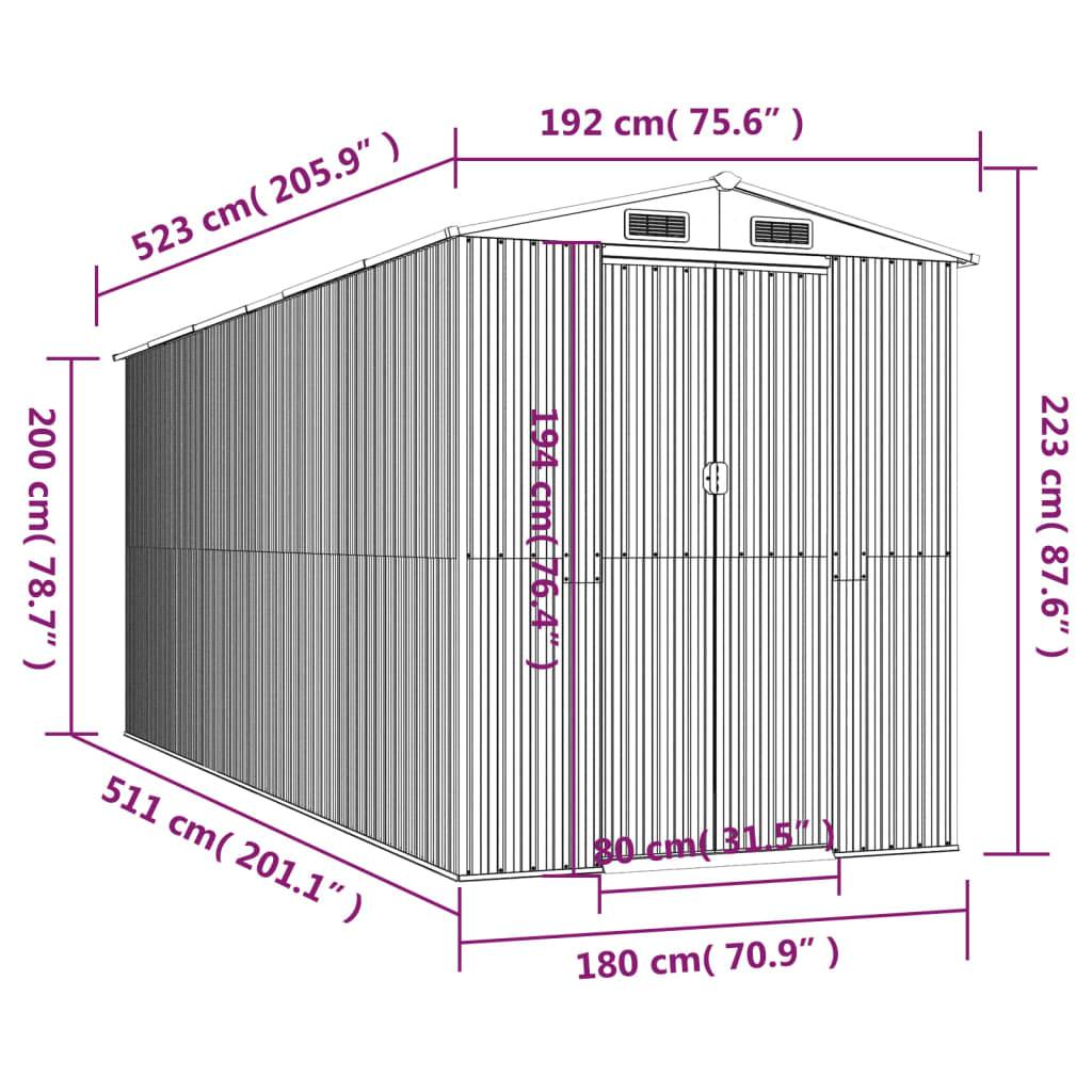 Helloshop26 - Abri de jardin cabane cabanon maison de stockage remise extérieur hangar outils robuste clair 192 x 523 x 223 cm acier galvanisé gris - Imagen 6