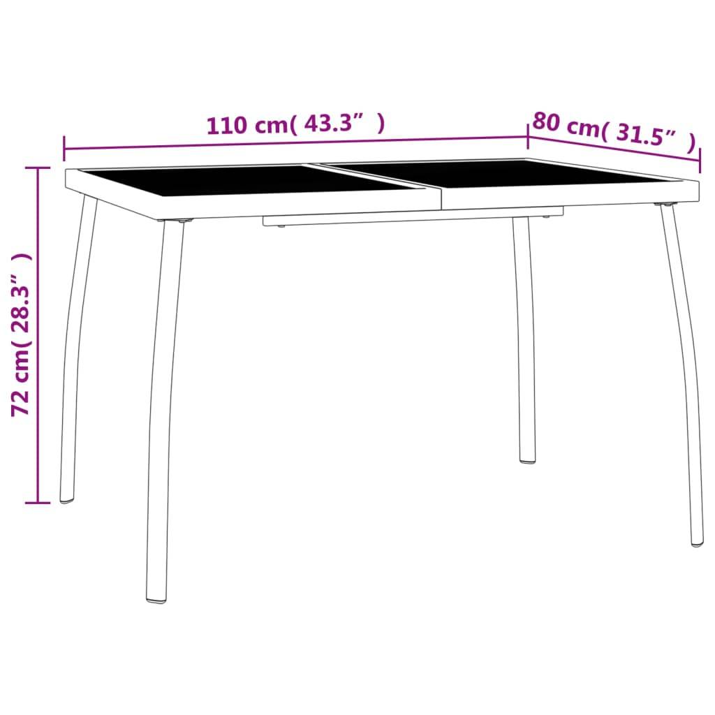 PANGIVO - Table de Jardin Anthracite 110 x 80 x 72 cm Treillis d'Acier - PANGIVO - Image 7
