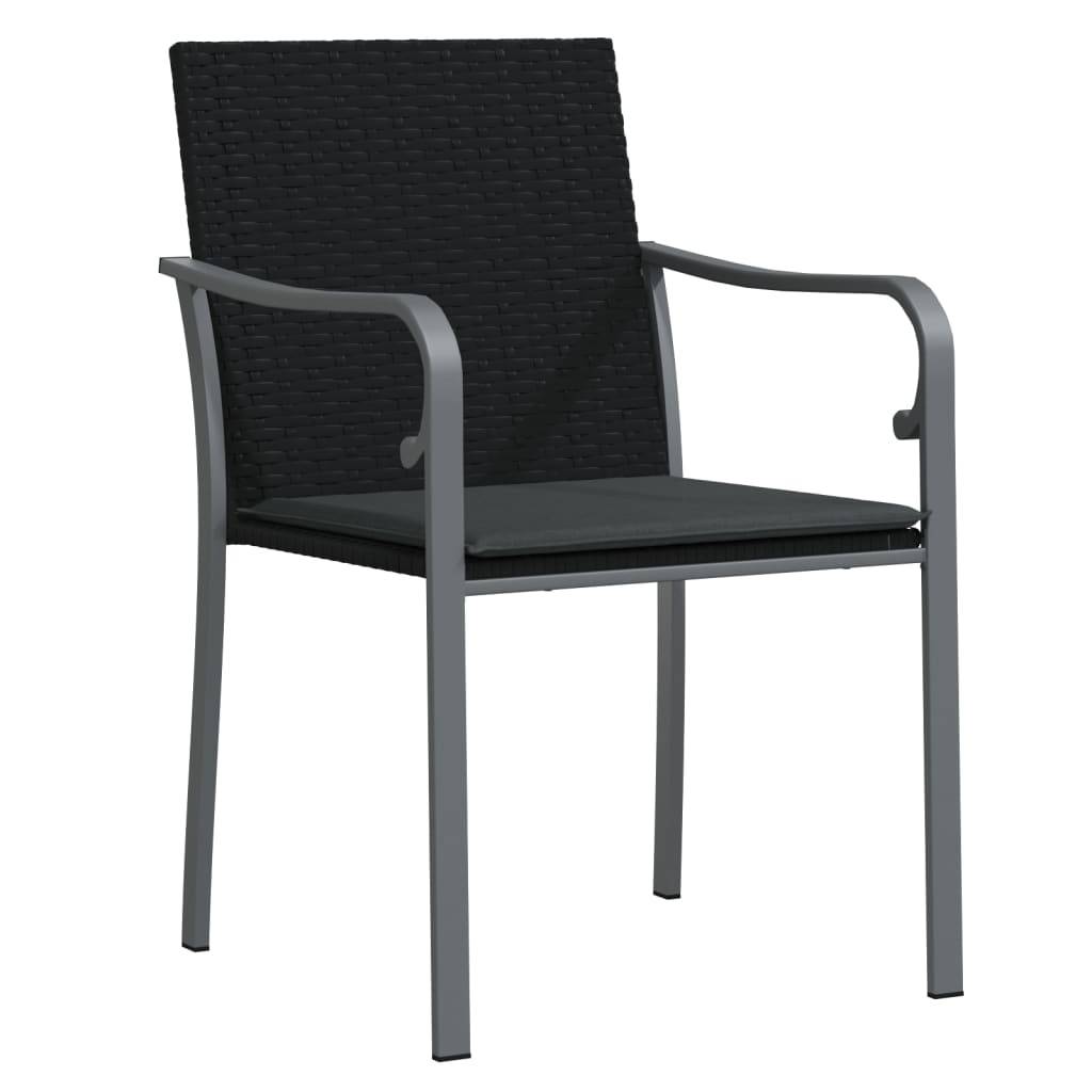 PANGIVO - Chaises de jardin rotin noir avec coussins 56 x 59 x 84 cm - PANGIVO - Image 3