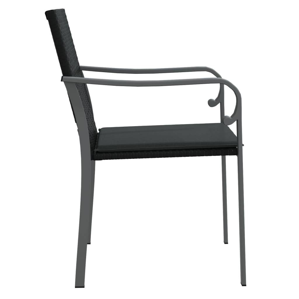 PANGIVO - Chaises de jardin rotin noir avec coussins 56 x 59 x 84 cm - PANGIVO - Image 5