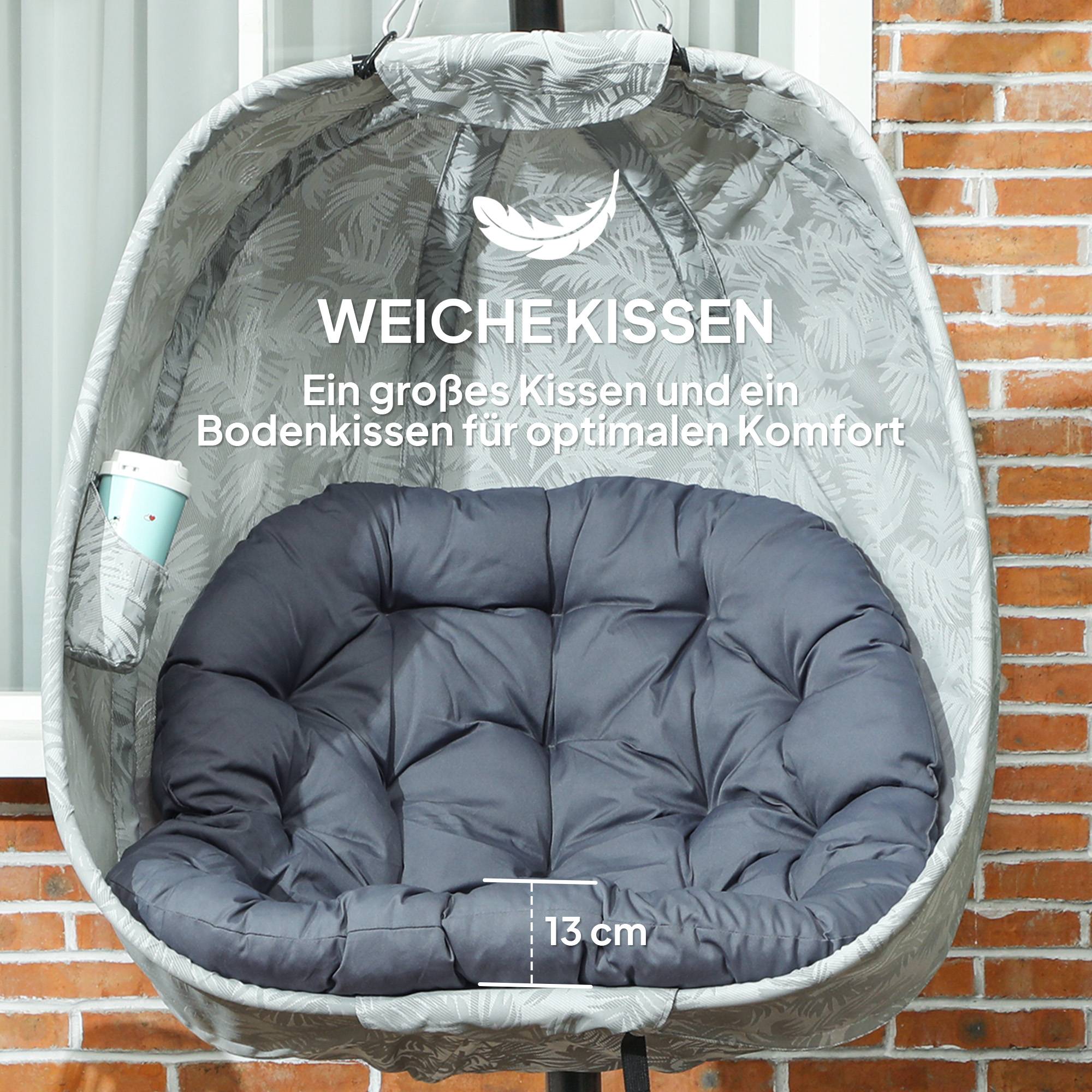 Fauteuil suspendu de jardin acier toile textilène respirante pliable gris - ComfortXL Outdoor Living - Image 6