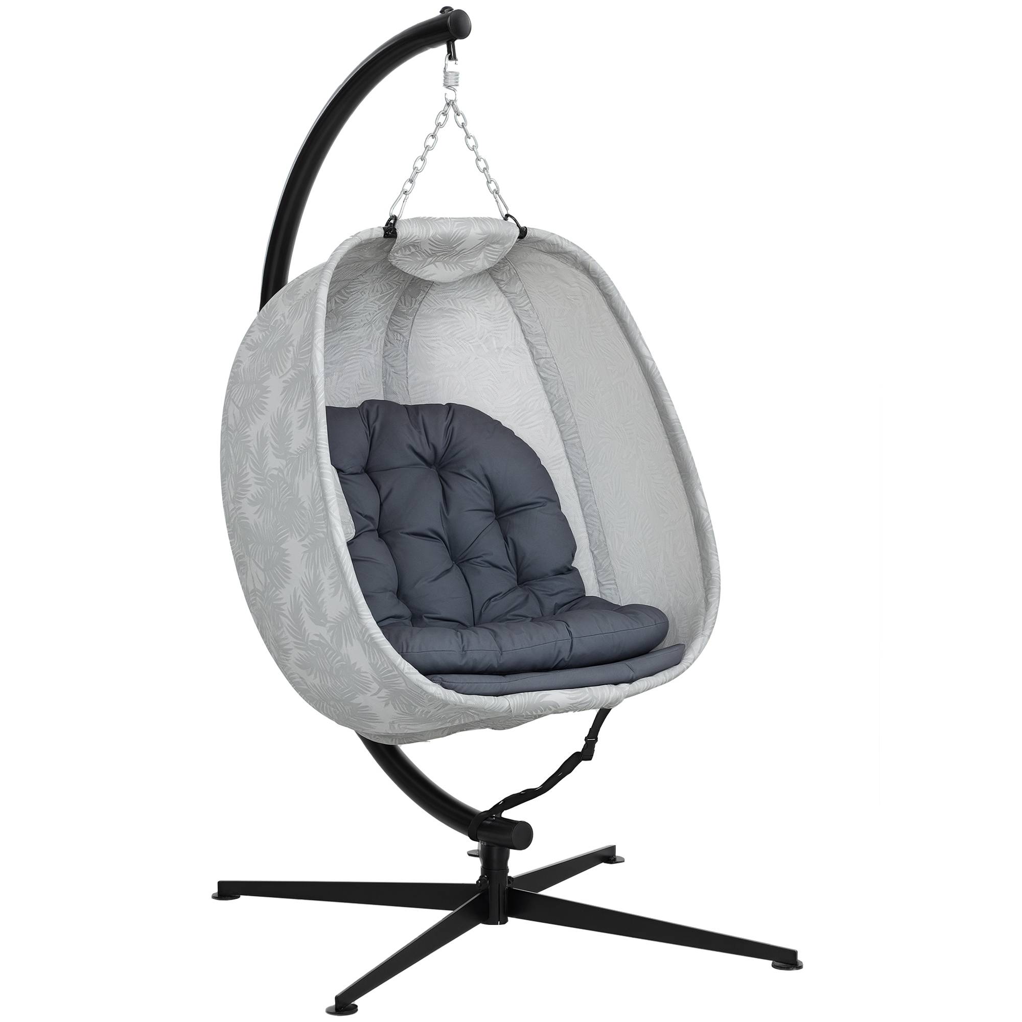 Fauteuil suspendu de jardin acier toile textilène respirante pliable gris - ComfortXL Outdoor Living - Image 1