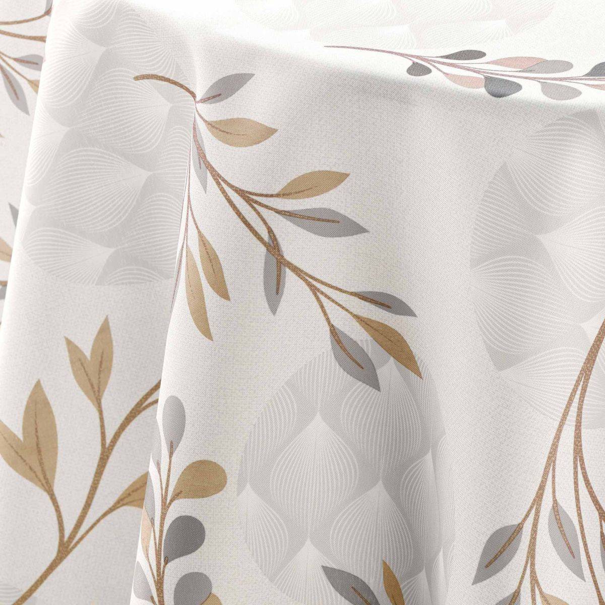 Paris Prix - Nappe Ronde Antitache Imprimé "Manola" 180cm Naturel - Image 3