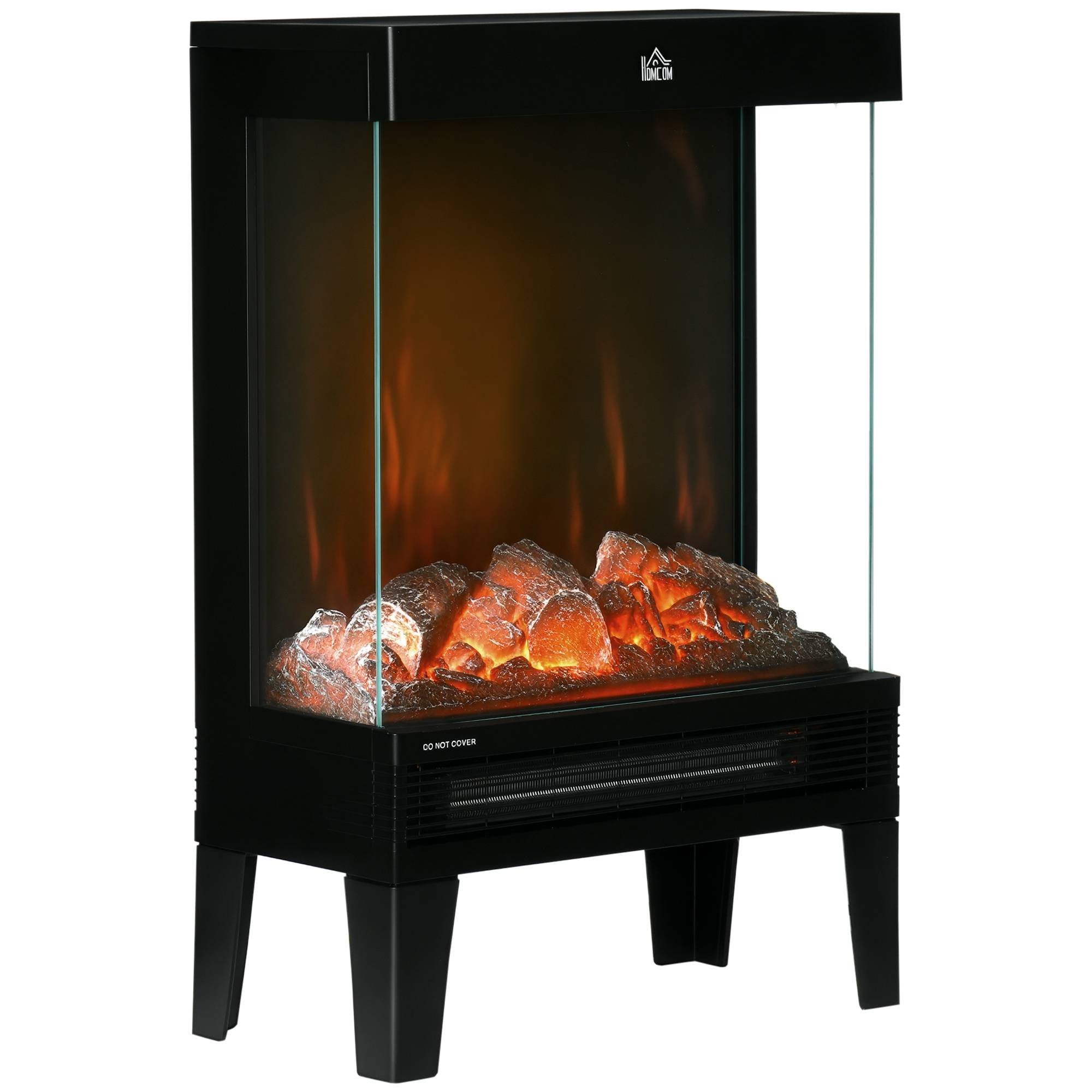 Cheminée électrique 1000W/2000W chauffage cheminée flamme LED réglable jusqu'à 15-20 m² 40,5x20x62 cm noir
