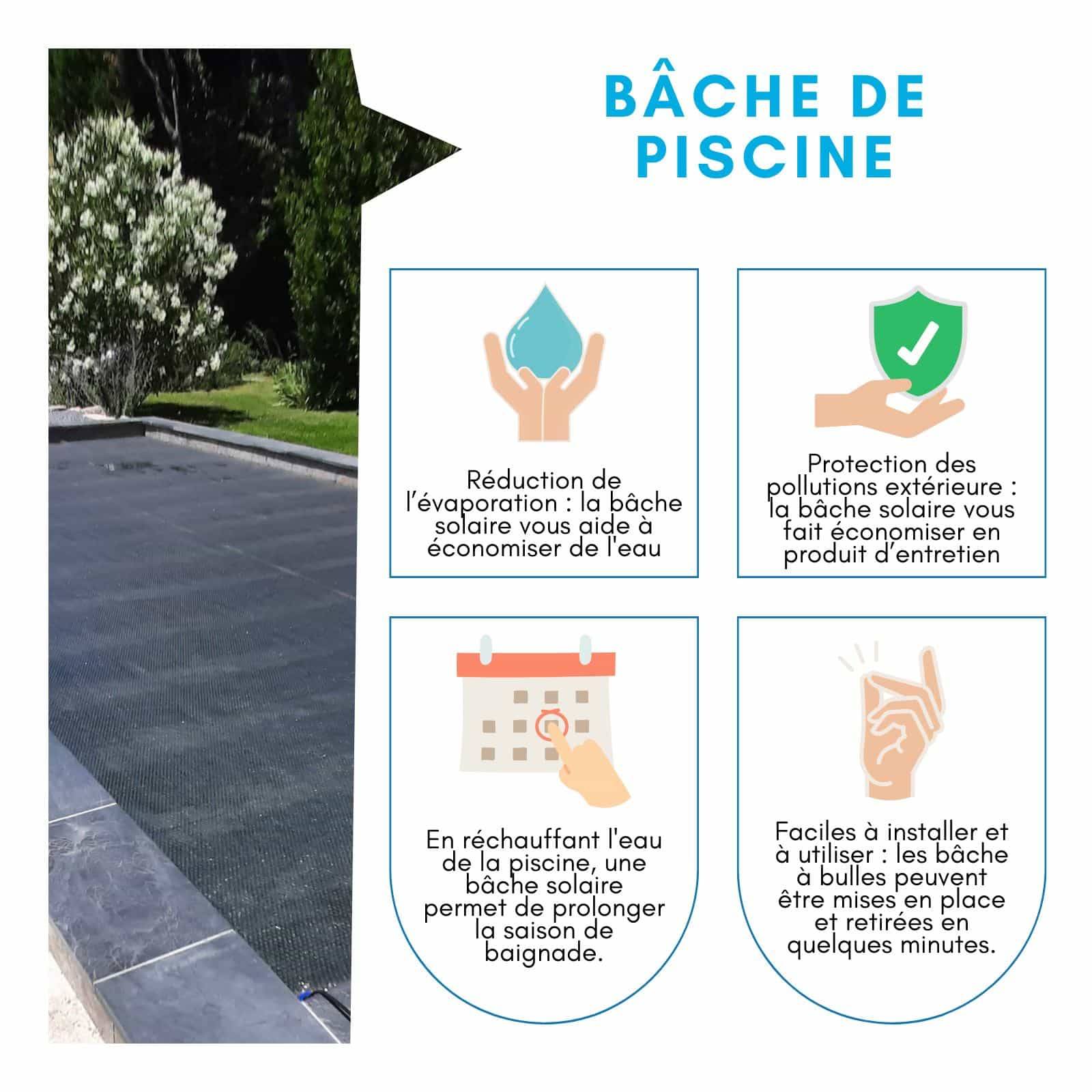 Bâche Solaire Piscine Grise Rectangle 4X7 350 Microns - Edenea - Image 4