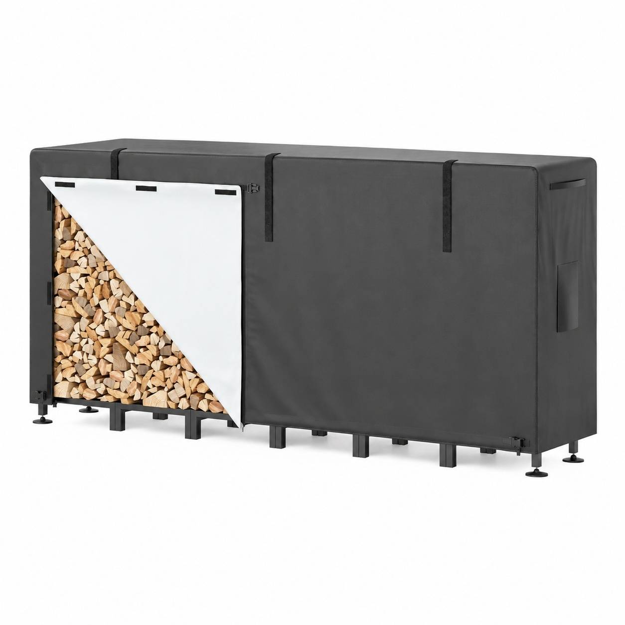 Support de Bûches Extérieur Ajustable avec Housse Imperméable - Image 1