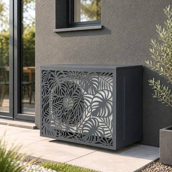 Cache climatiseur extérieur en acier galvanisé décoratif 105x90 cm Unité Anthracite - Image 2