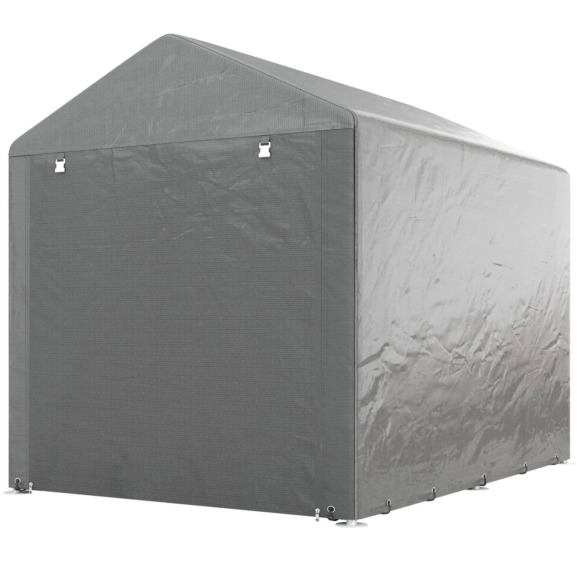 Sans Marque - Abri jardin vélos 1,6x2,2x1,7 m 2 compartiments porte zip imperméable anti-UV gris clair - Image 2