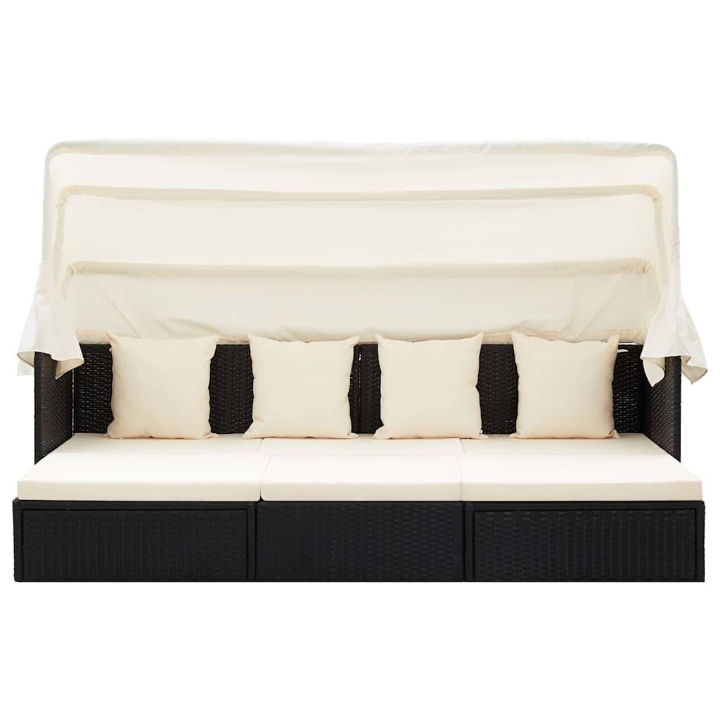 Vidaxl - Lit de jardin avec toit Noir Résine tressée vidaXL 46156 - Imagen 7