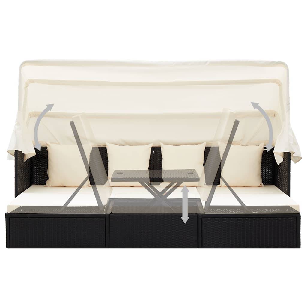 Vidaxl - Lit de jardin avec toit Noir Résine tressée vidaXL 46156 - Imagen 8