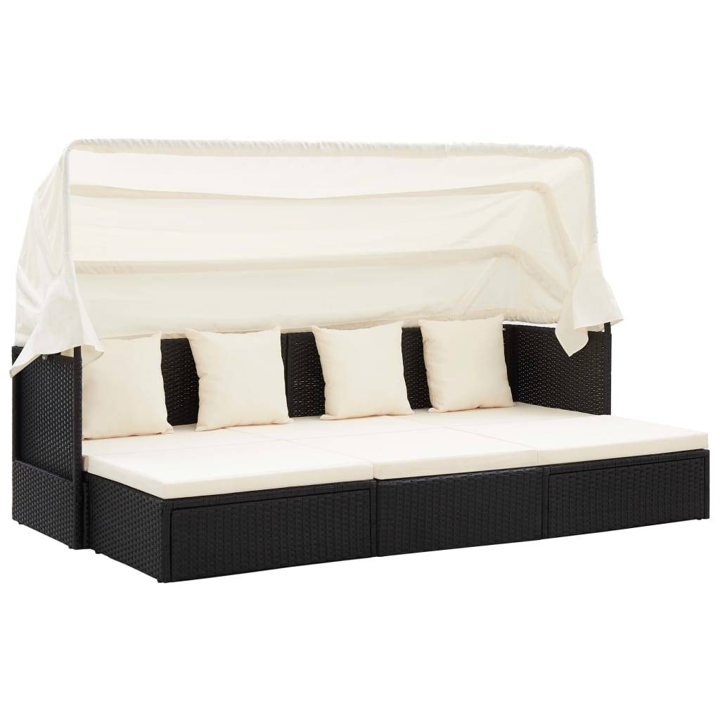 Vidaxl - Lit de jardin avec toit Noir Résine tressée vidaXL 46156 - Imagen 1