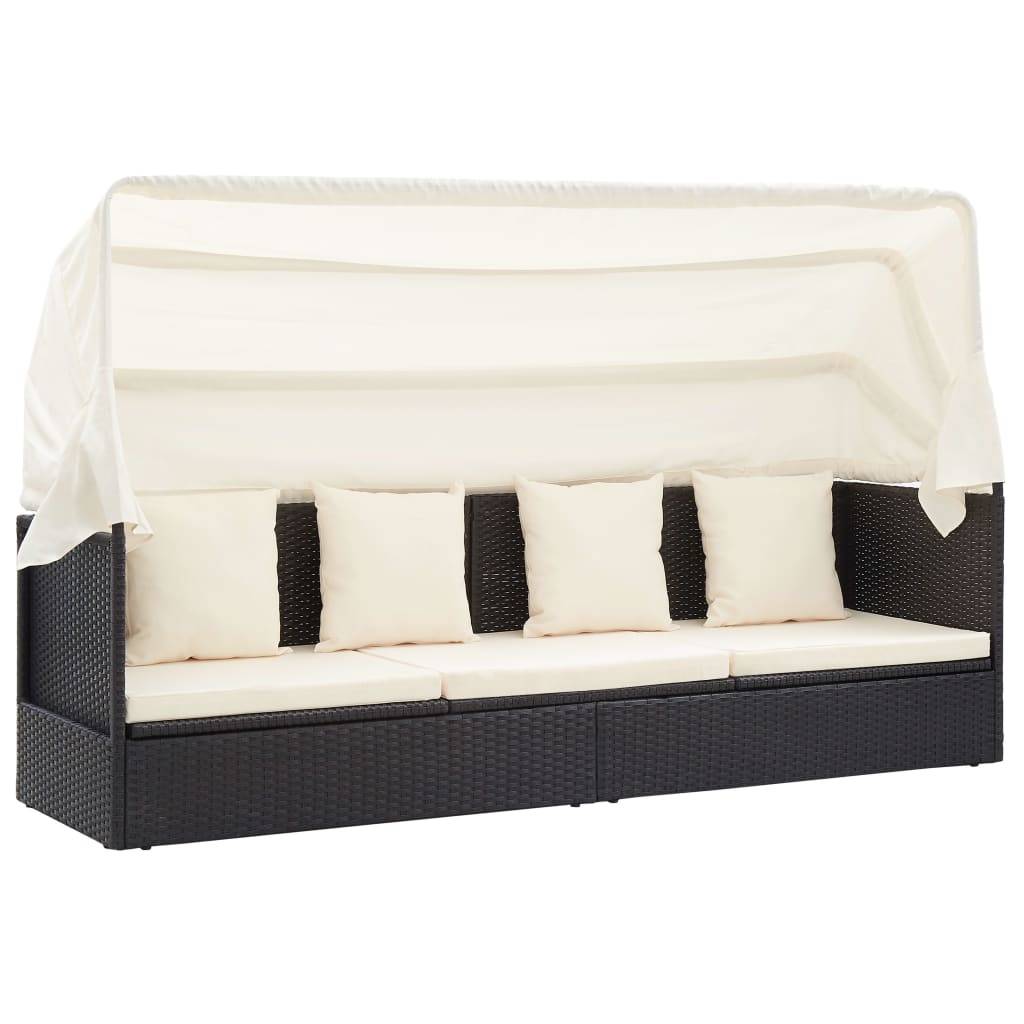 Vidaxl - Lit de jardin avec toit Noir Résine tressée vidaXL 46156 - Imagen 6