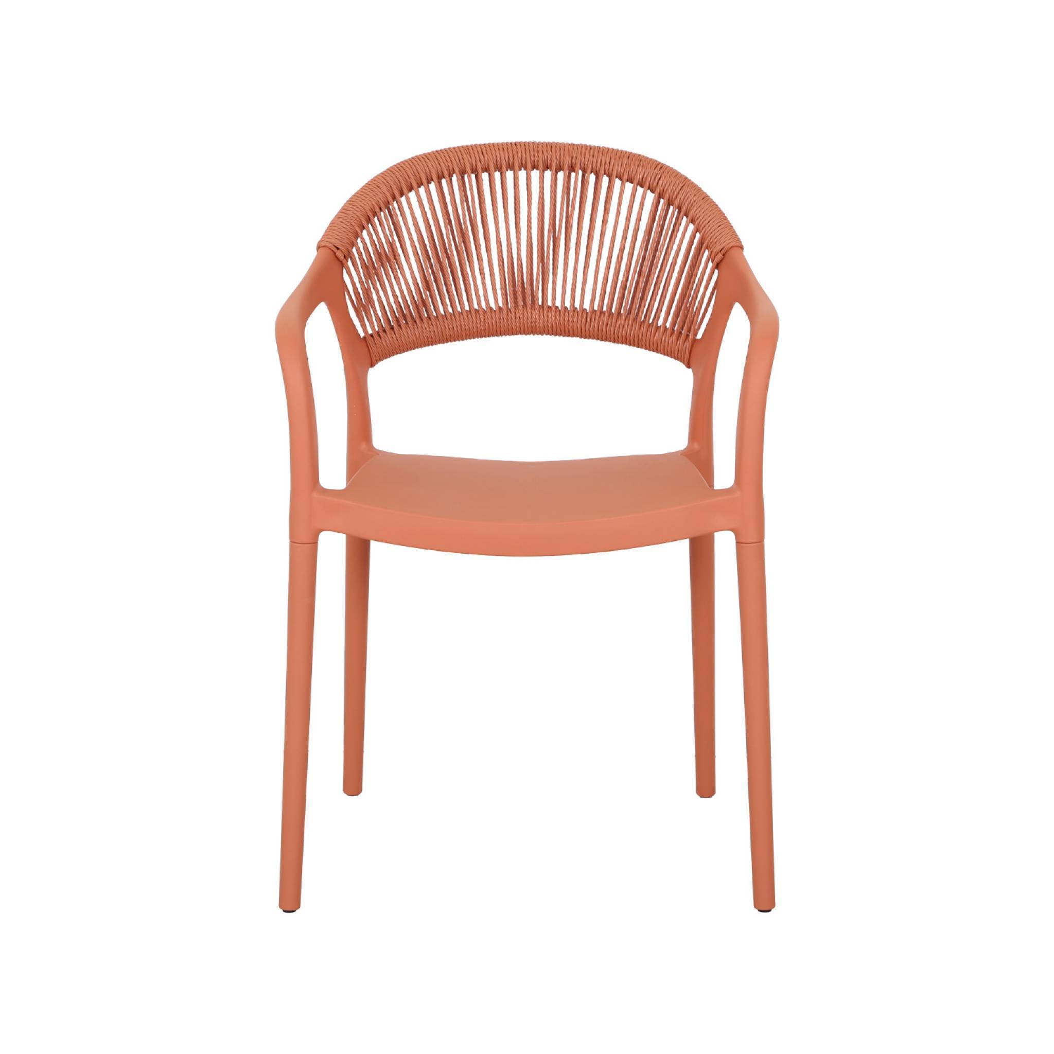 sweeek - Chaise de jardin empilable avec effet corde terracotta (lot de 4) - Jovia | sweeek - Image 5
