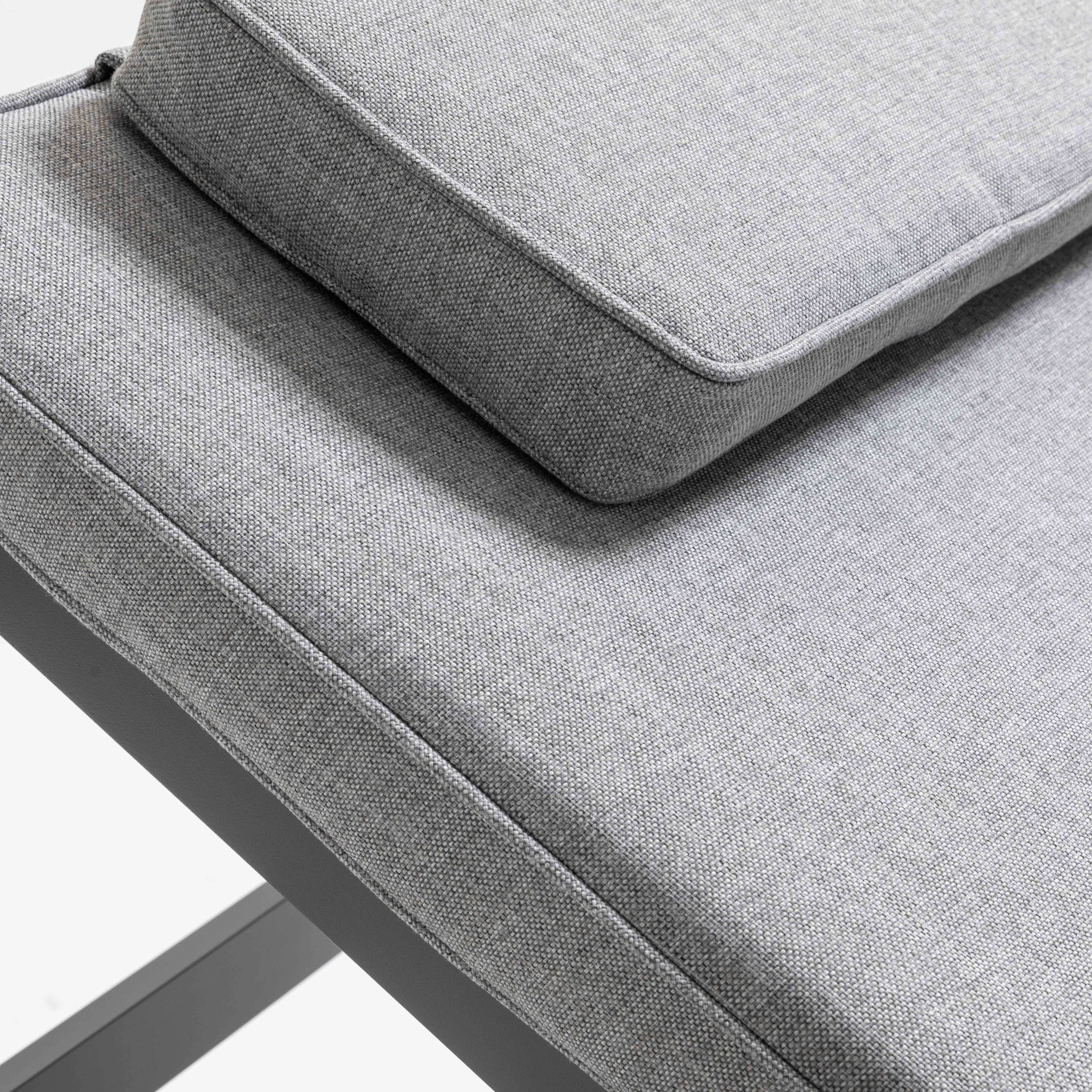Oviala - Bain de soleil en aluminium et teck noir et gris - Oviala - Imagen 5