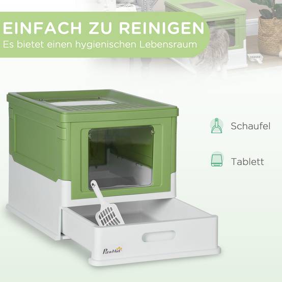 Maison de Toilette Chat Plastique Fermée Anti-Odeurs Pelle Incluse Blanc 48cm - ComfortXL Pet Living - Image 4