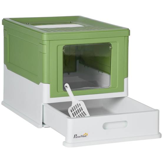 Maison de Toilette Chat Plastique Fermée Anti-Odeurs Pelle Incluse Blanc 48cm - ComfortXL Pet Living - Image 2