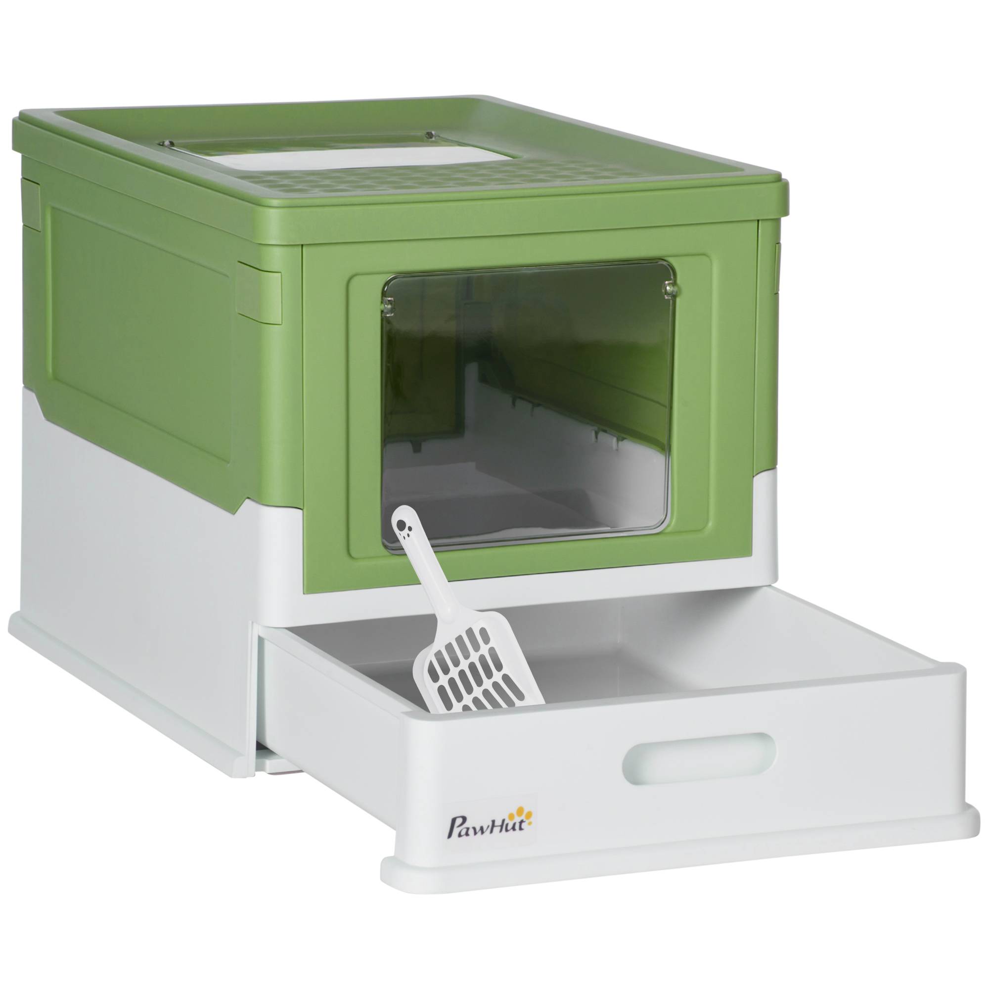Maison de Toilette Chat Plastique Fermée Anti-Odeurs Pelle Incluse Blanc 48cm - ComfortXL Pet Living - Image 2
