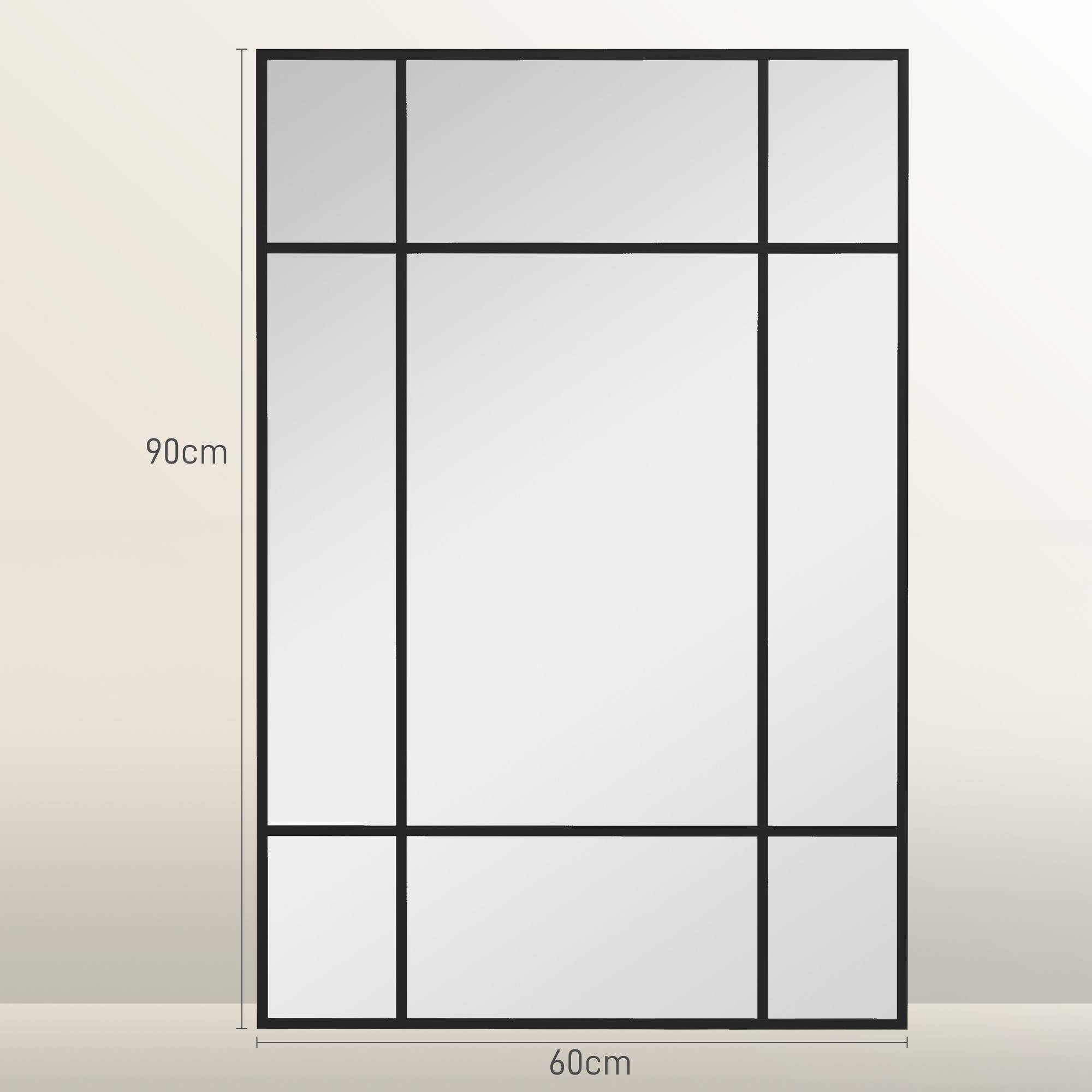 Sans Marque - Miroir mural rectangulaire 90x60 cm cadre métal miroir décoratif salon chambre noir - Image 5