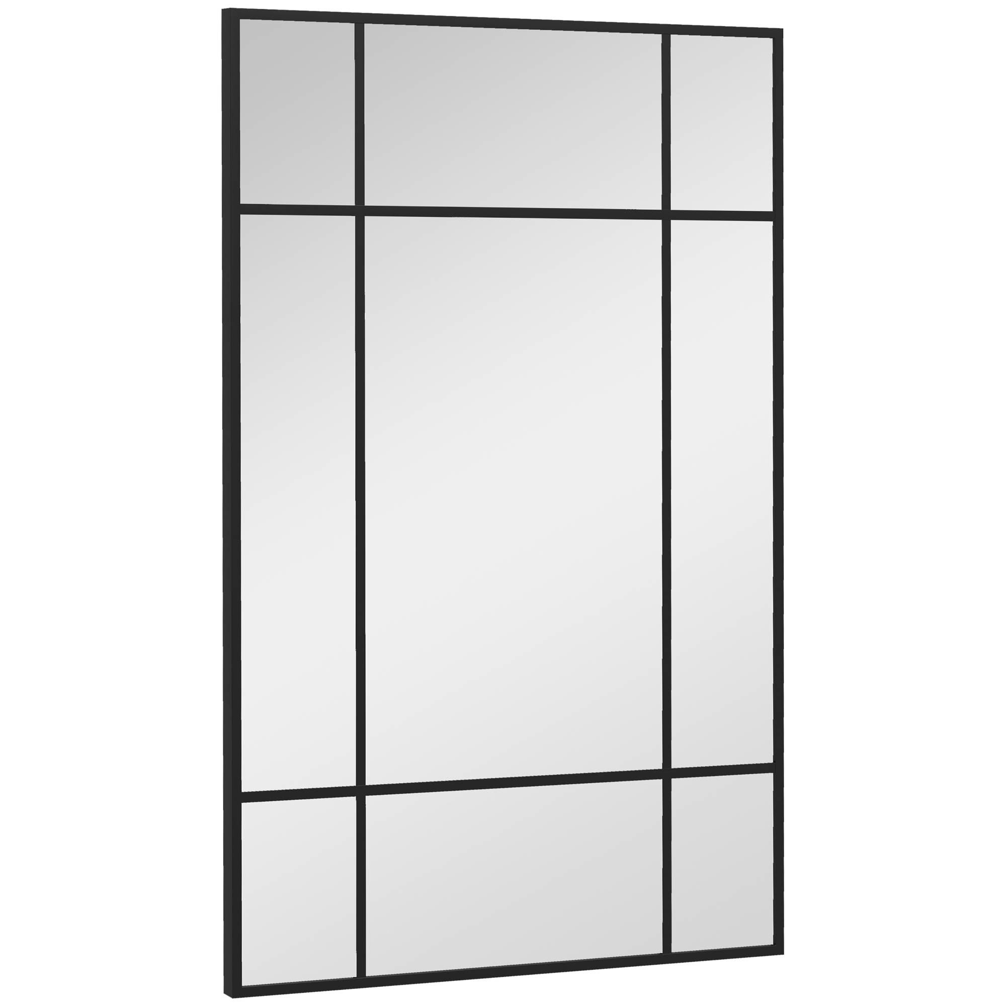 Sans Marque - Miroir mural rectangulaire 90x60 cm cadre métal miroir décoratif salon chambre noir - Image 2