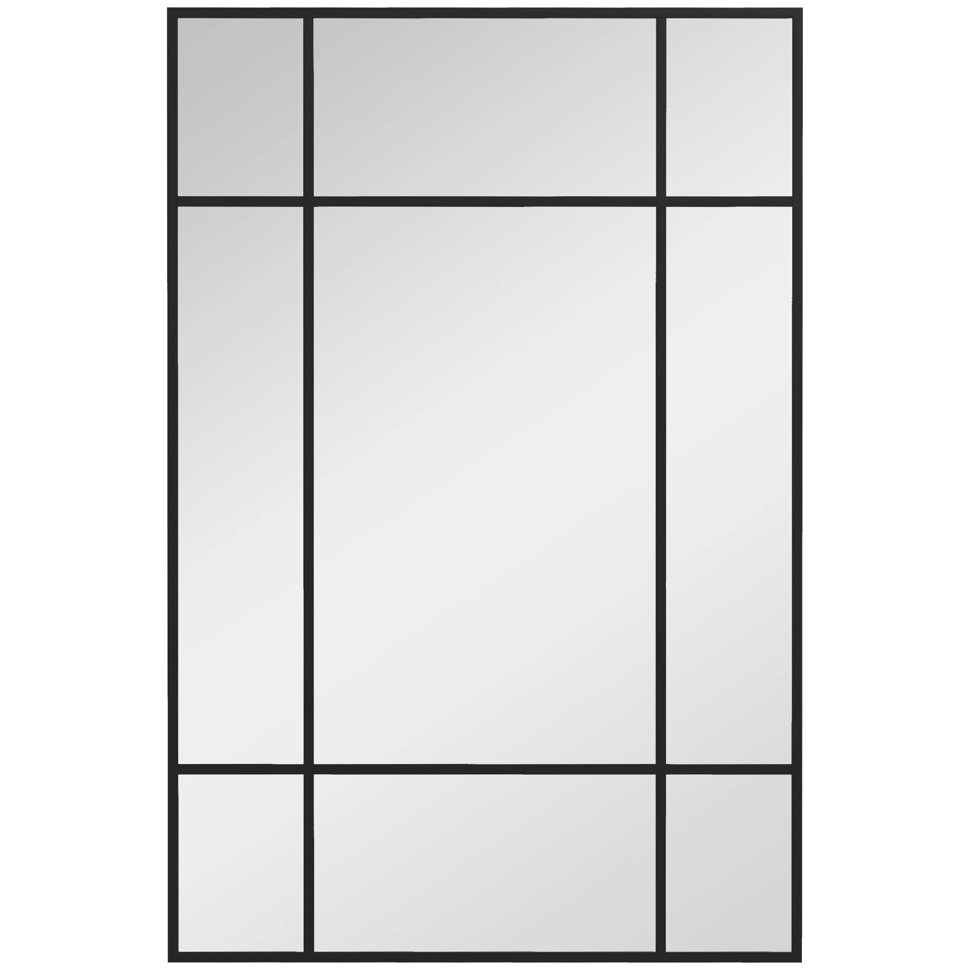 Sans Marque - Miroir mural rectangulaire 90x60 cm cadre métal miroir décoratif salon chambre noir - Image 1