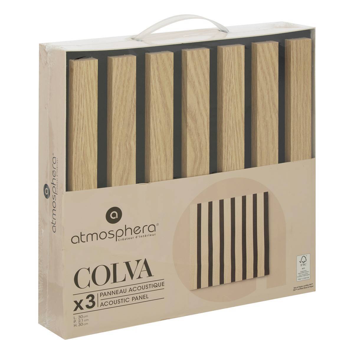 Lot de 3 Panneaux Déco "Colva" 30x30cm Naturel - Image 4