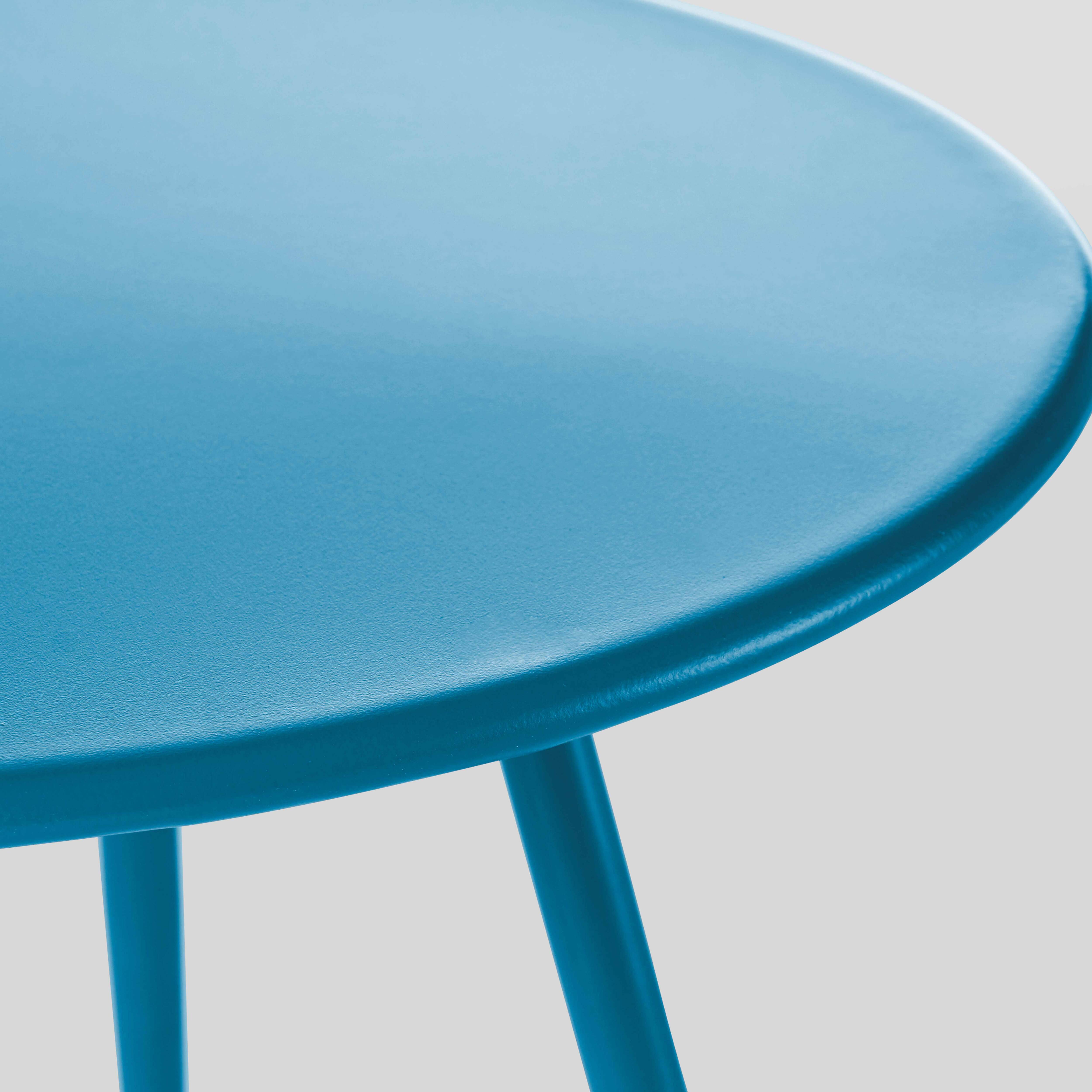 Oviala - Table basse de jardin ronde en métal bleu pacific 50 cm Palavas - Oviala - Imagen 4