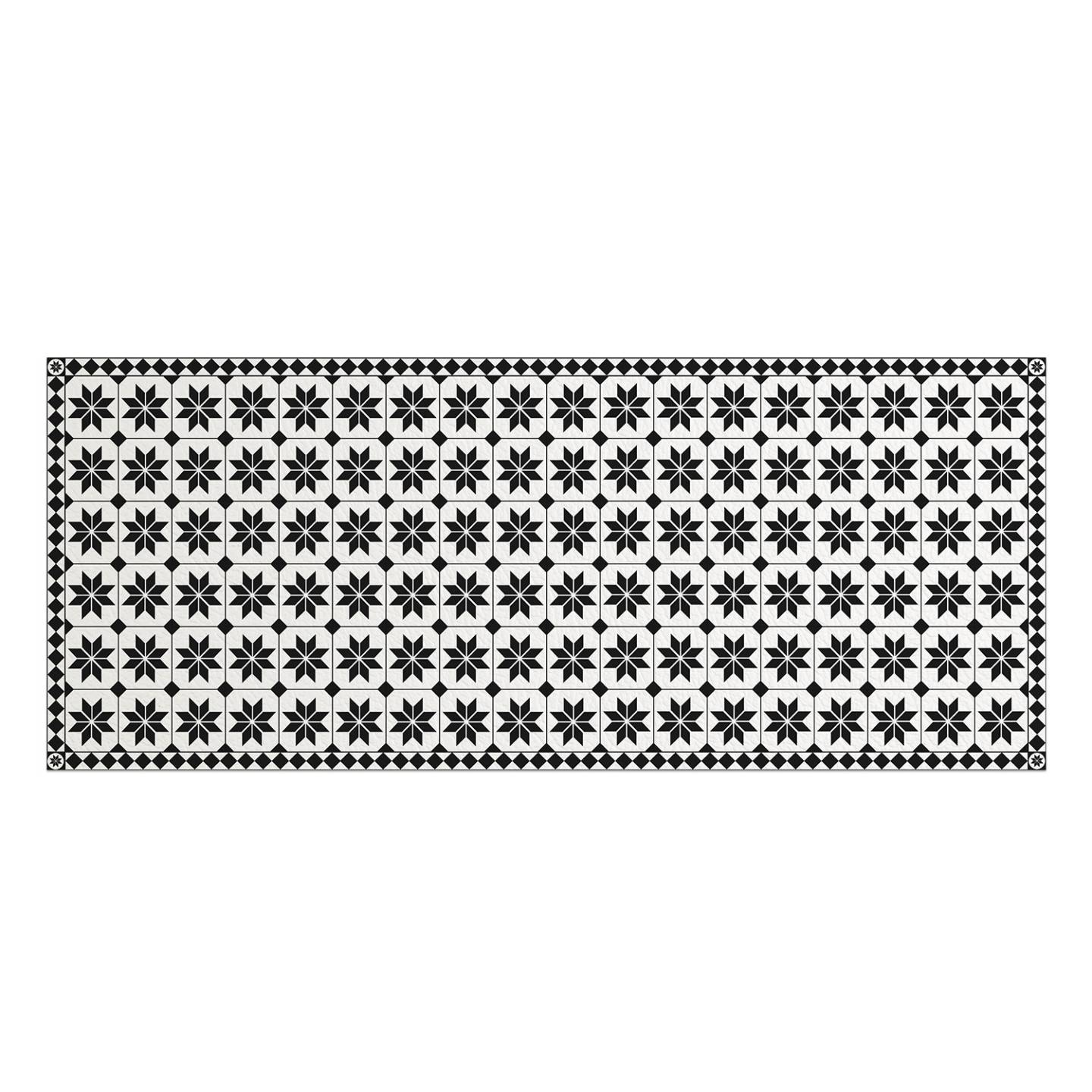 IDMARKET - Tapis en vinyle effet mosaïque noir et blanc 66 x 160 cm - Image 3