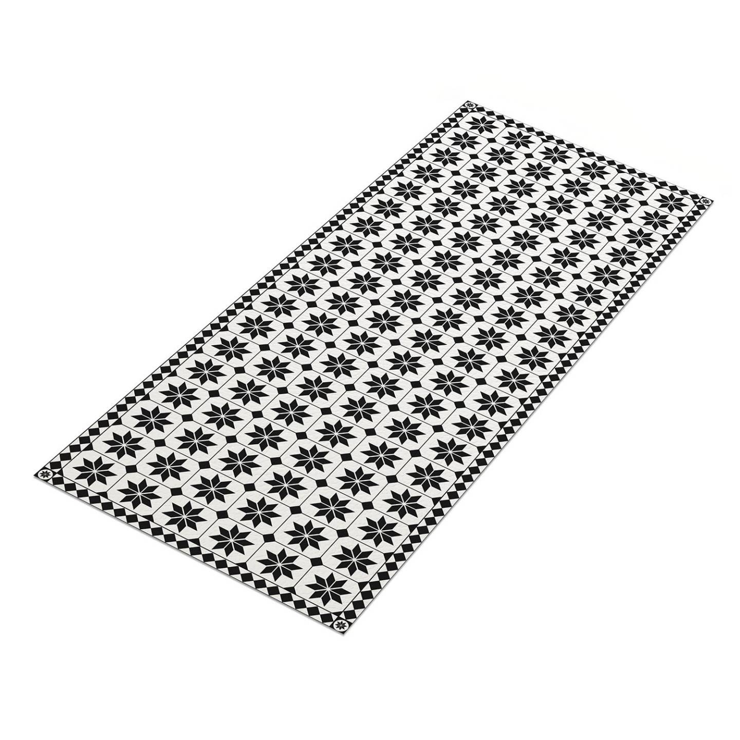 IDMARKET - Tapis en vinyle effet mosaïque noir et blanc 66 x 160 cm - Image 2
