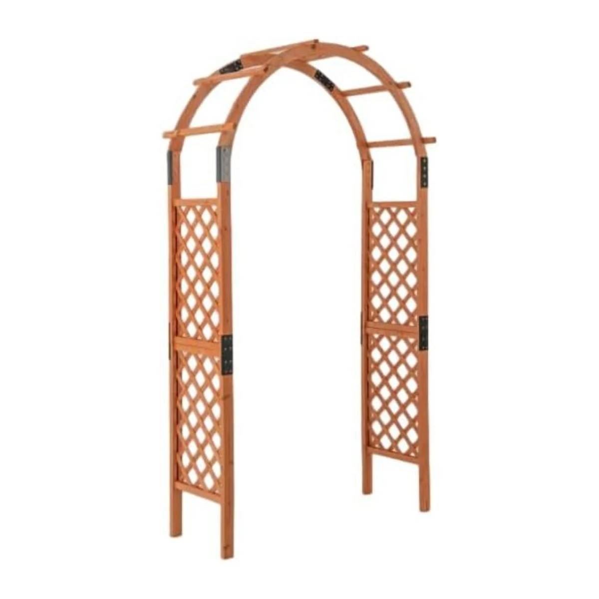 Arche de Jardin en Bois pour Plantes Grimpantes Arceau à Rosiers en Treillis 132 x 45,5 x 235 cm Décoration de Jardin Orange MAISON CHIC - Image 1