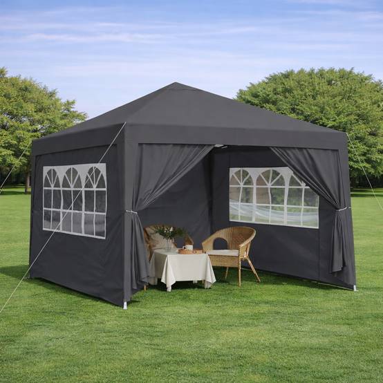 ComfortXL - Tonnelle pliante acier réception jardin étanche anti-UV avec parois 3x3m noir - ComfortXL Outdoor Living - Image 1