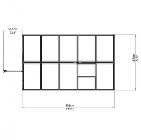 Canopia - Serre de jardin en polycarbonate Hybrid 5,66 m², Couleur Argent, Ancrage au sol Non - Imagen 7