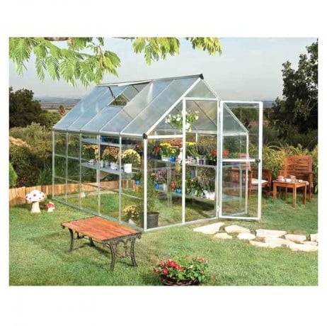 Canopia - Serre de jardin en polycarbonate Hybrid  5,66 m², Couleur Argent, Ancrage au sol Non - Imagen 2