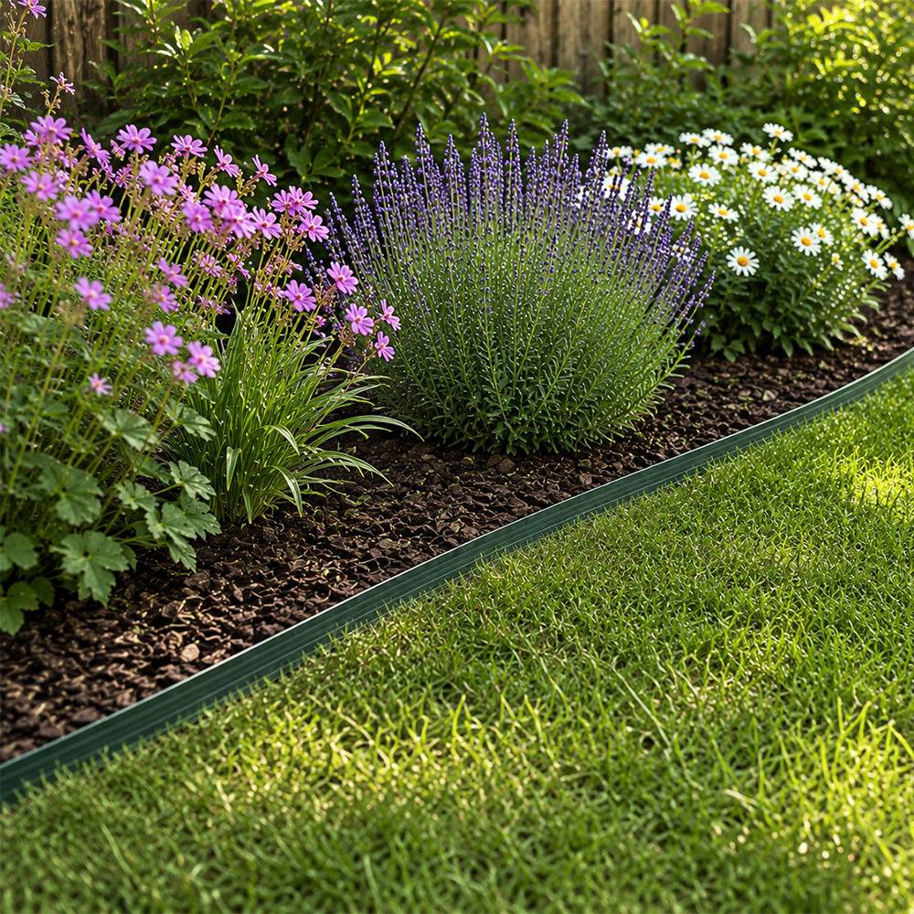 Gt Garden - Bordure de jardin flexible verte - 3,8 cm x 10 mètres avec 20 piquets d'ancrage - GT GARDEN - Imagen 4