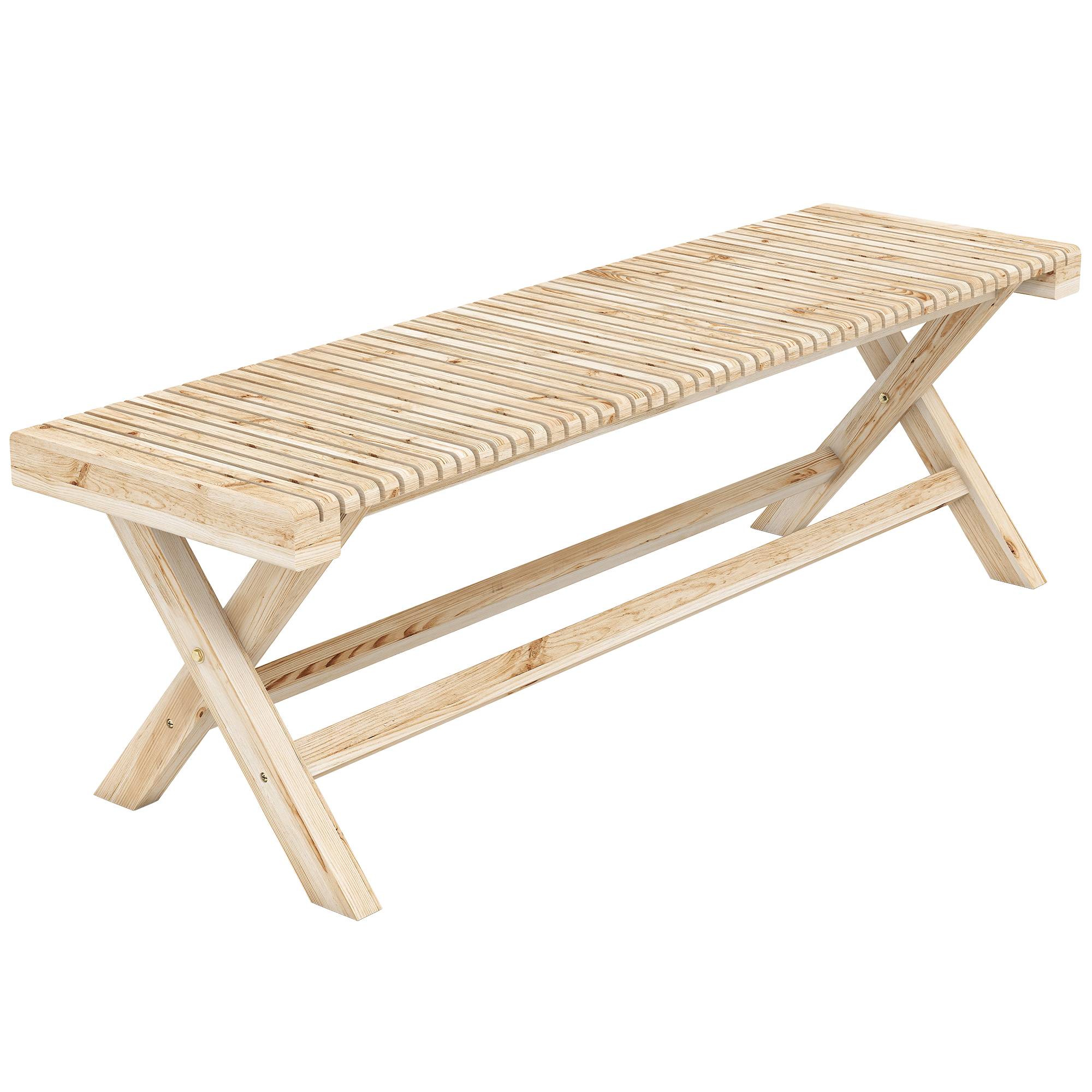 Outsunny - Banc de jardin 2 places - assise à lattes - bois massif - Capacité 240 kg - 140 x 40 x 43 cm - Bois Naturel - Outsunny
