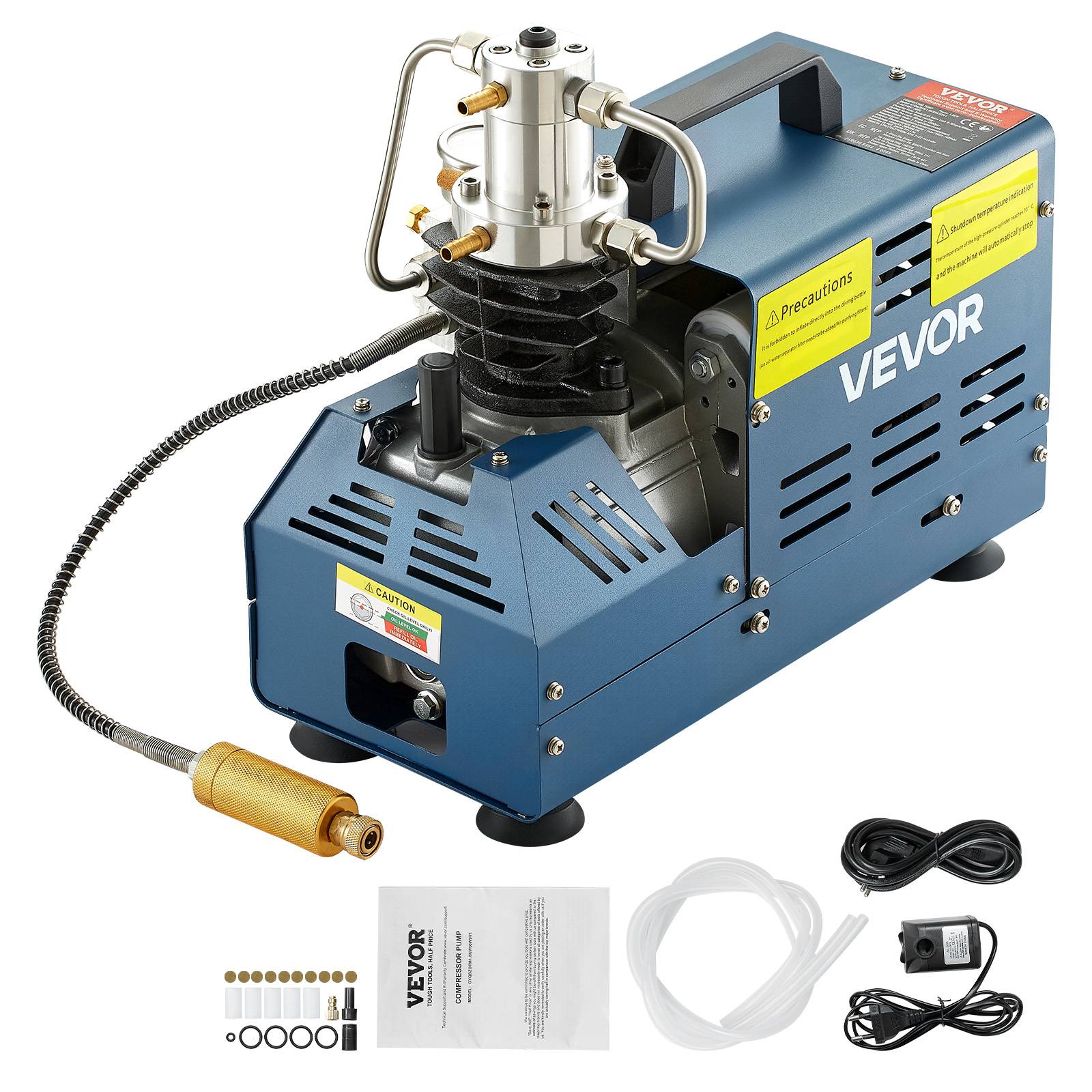 VEVOR Compresseur 30 MPa 1800W 220V arret manuel Pour carabine a air PCP paintball pistolet et bouteille de plongee