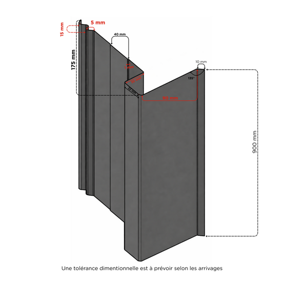 Rive gauche / droite 920 mm pour panneau tuile facile en acier galvanisé aspect granulé minéral - Coloris - Brun rouge mat, Longueur - 920 mm - Image 2