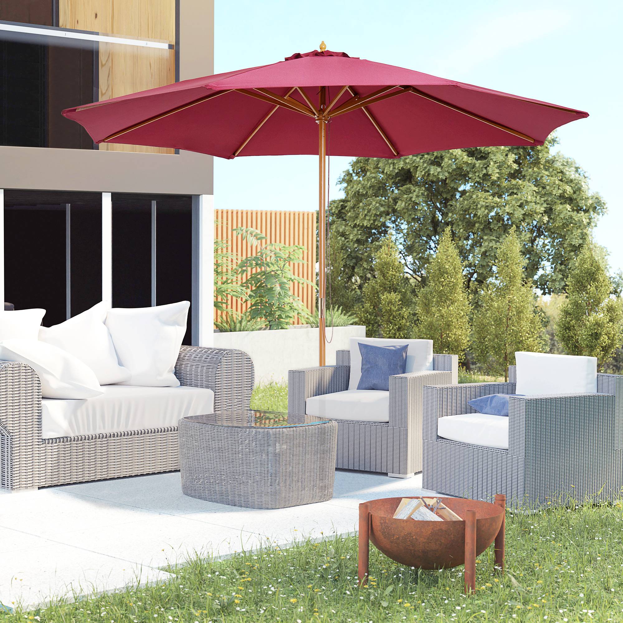 Parasol de jardin Bois Rouge 300x300x250 cm - Image 4