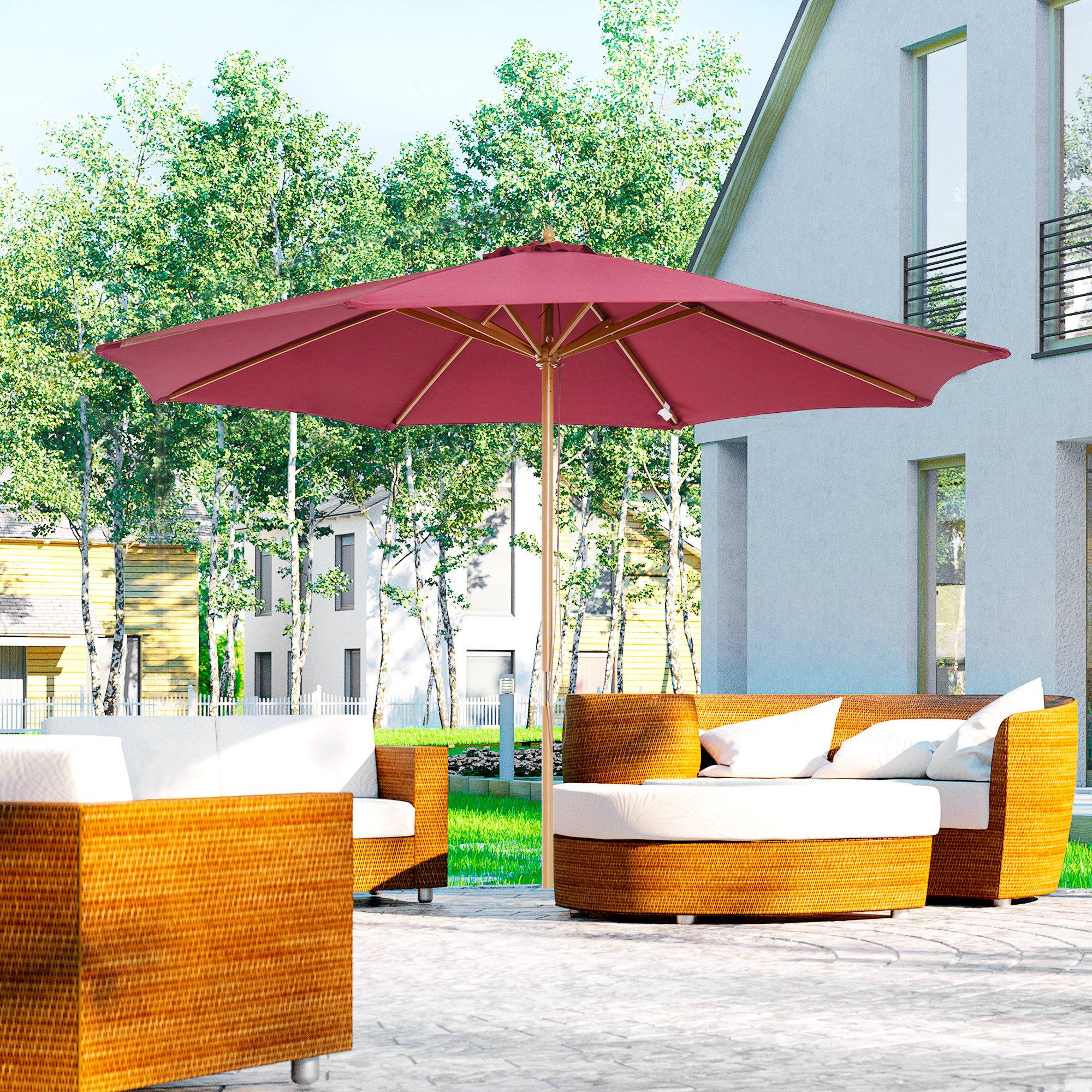 Parasol de jardin Bois Rouge 300x300x250 cm - Image 3