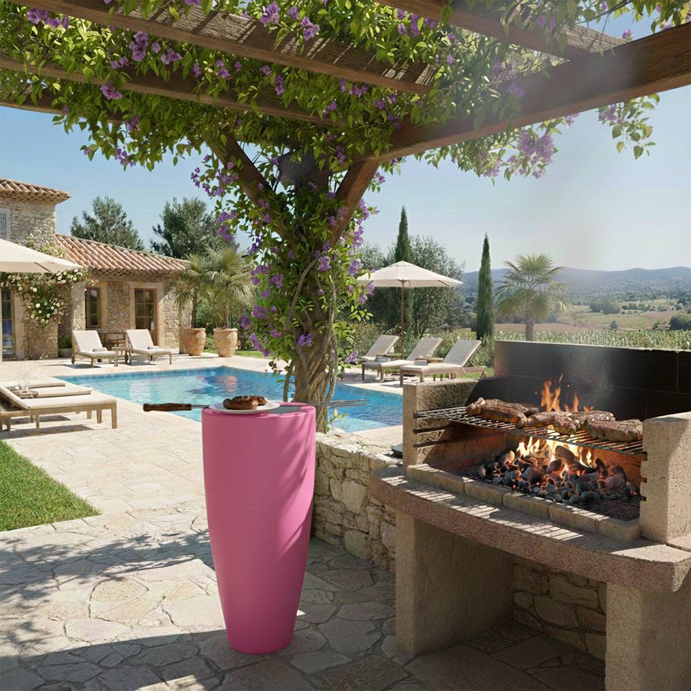 Pot conique 3-en-1 table inox : jardinière, mange-debout et bac à glaçons - plast'up rotomoulage - Imagen 2